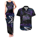Personalized Melbourne Storm Couples Matching Tank Maxi Dress and Hawaiian Shirt Graffiti Grunge Abstract Urban Street Style Design