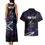 Personalized Melbourne Storm Couples Matching Tank Maxi Dress and Hawaiian Shirt Graffiti Grunge Abstract Urban Street Style Design