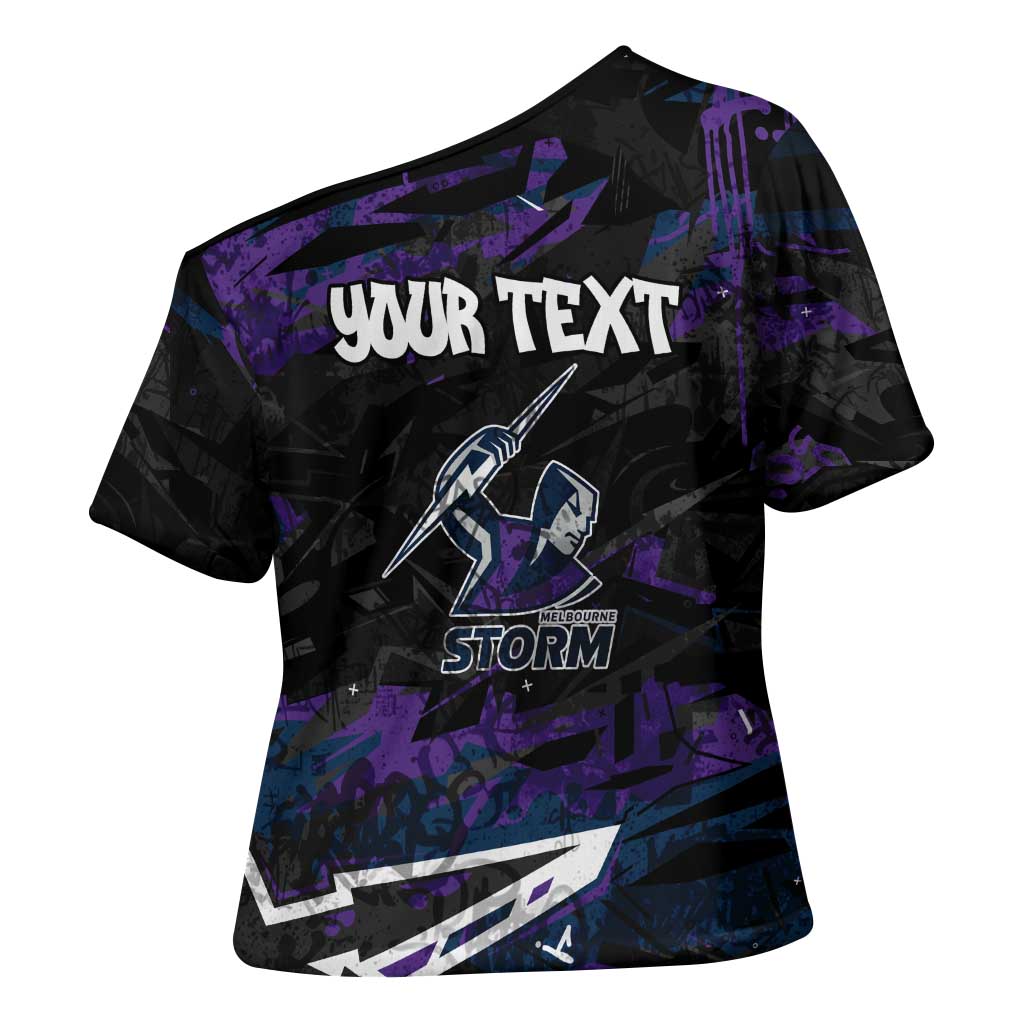 Personalized Melbourne Storm Cross Shoulder Shirt Graffiti Grunge Abstract Urban Street Style Design