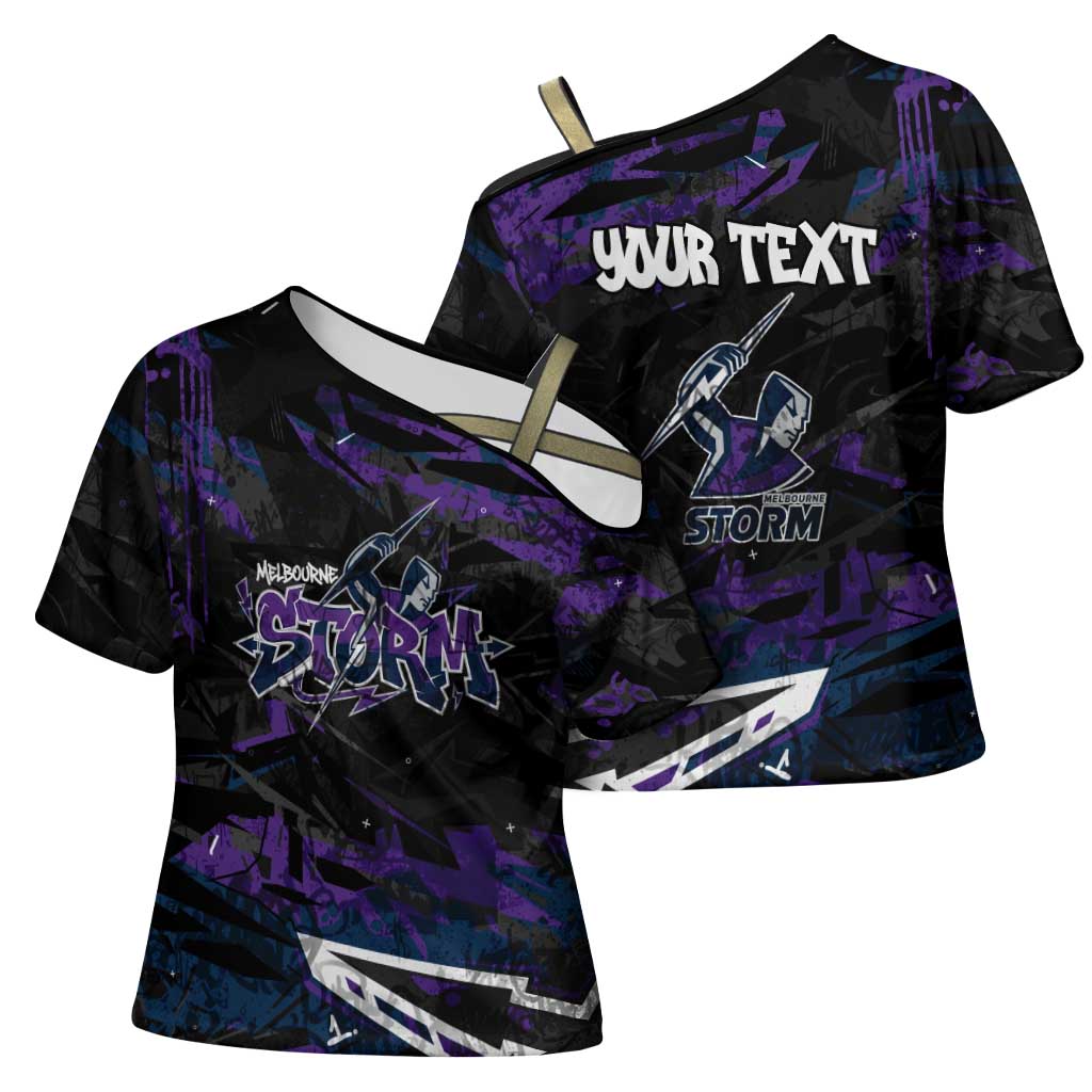 Personalized Melbourne Storm Cross Shoulder Shirt Graffiti Grunge Abstract Urban Street Style Design