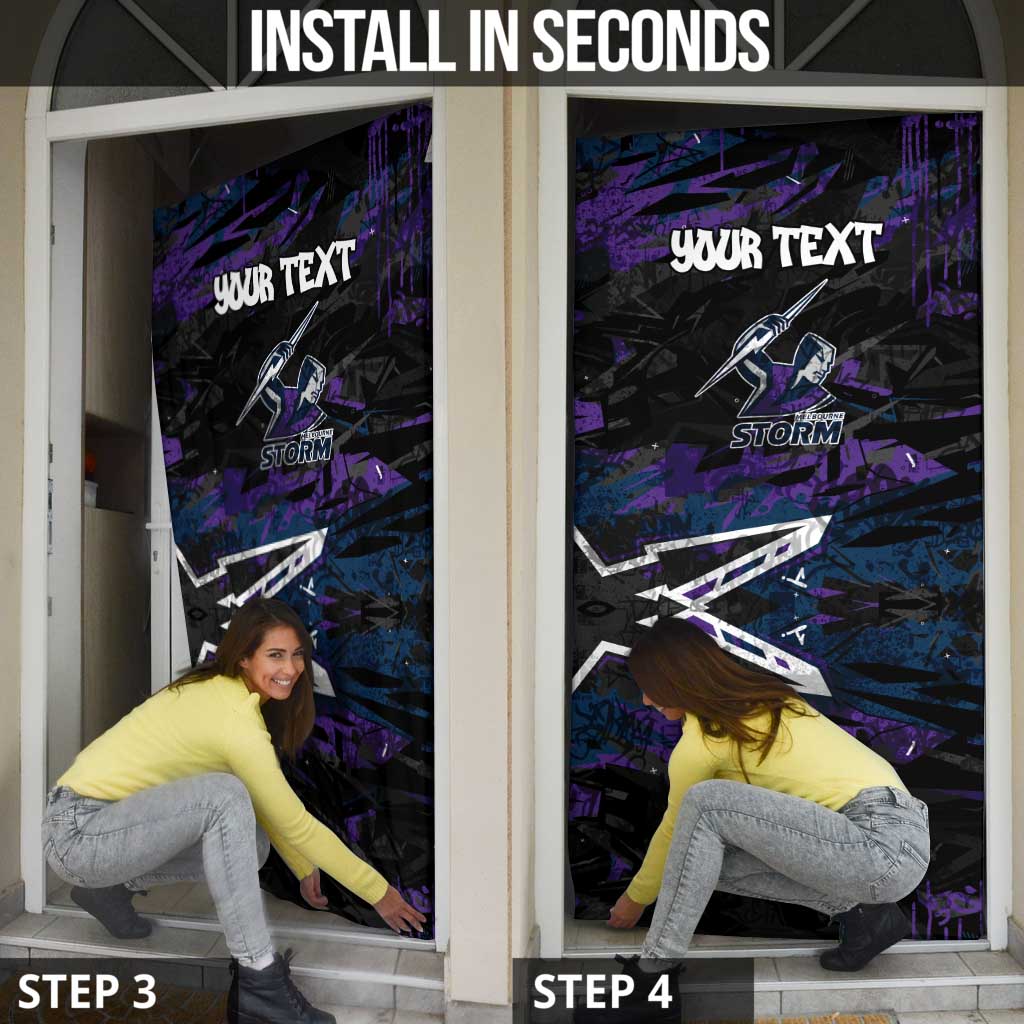 Personalized Melbourne Storm Door Cover Graffiti Grunge Abstract Urban Street Style Design