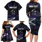 Personalized Melbourne Storm Family Matching Long Sleeve Bodycon Dress and Hawaiian Shirt Graffiti Grunge Abstract Urban Street Style Design