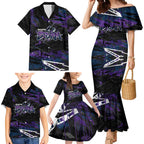 Personalized Melbourne Storm Family Matching Mermaid Dress and Hawaiian Shirt Graffiti Grunge Abstract Urban Street Style Design