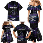 Personalized Melbourne Storm Family Matching Mermaid Dress and Hawaiian Shirt Graffiti Grunge Abstract Urban Street Style Design