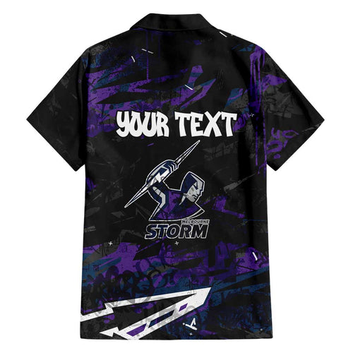 Personalized Melbourne Storm Family Matching Mermaid Dress and Hawaiian Shirt Graffiti Grunge Abstract Urban Street Style Design