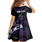 Personalized Melbourne Storm Family Matching Off The Shoulder Long Sleeve Dress and Hawaiian Shirt Graffiti Grunge Abstract Urban Street Style Design