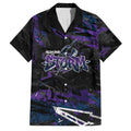 Personalized Melbourne Storm Family Matching Off The Shoulder Long Sleeve Dress and Hawaiian Shirt Graffiti Grunge Abstract Urban Street Style Design