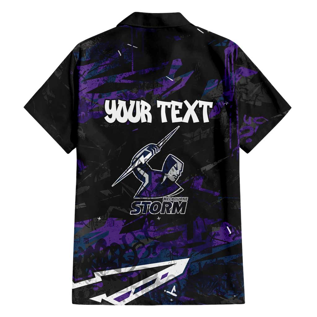 Personalized Melbourne Storm Family Matching Off The Shoulder Long Sleeve Dress and Hawaiian Shirt Graffiti Grunge Abstract Urban Street Style Design