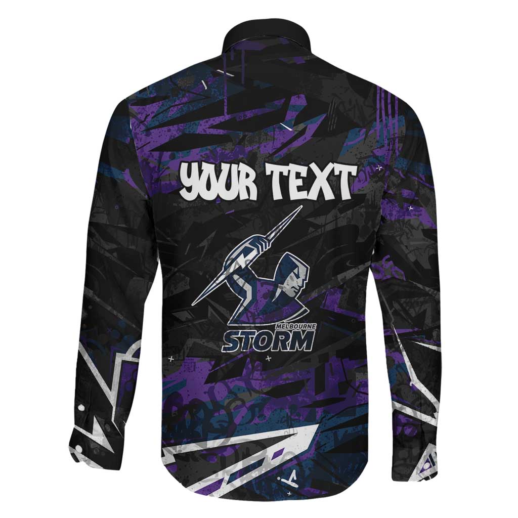 Personalized Melbourne Storm Family Matching Off The Shoulder Long Sleeve Dress and Hawaiian Shirt Graffiti Grunge Abstract Urban Street Style Design