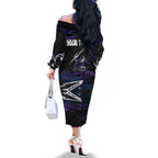 Personalized Melbourne Storm Family Matching Off The Shoulder Long Sleeve Dress and Hawaiian Shirt Graffiti Grunge Abstract Urban Street Style Design