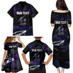 Personalized Melbourne Storm Family Matching Puletasi and Hawaiian Shirt Graffiti Grunge Abstract Urban Street Style Design