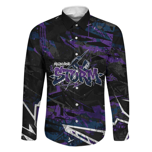 Personalized Melbourne Storm Family Matching Puletasi and Hawaiian Shirt Graffiti Grunge Abstract Urban Street Style Design