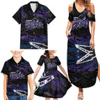 Personalized Melbourne Storm Family Matching Summer Maxi Dress and Hawaiian Shirt Graffiti Grunge Abstract Urban Street Style Design