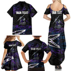 Personalized Melbourne Storm Family Matching Summer Maxi Dress and Hawaiian Shirt Graffiti Grunge Abstract Urban Street Style Design
