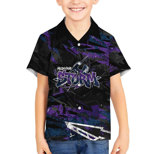 Personalized Melbourne Storm Family Matching Tank Maxi Dress and Hawaiian Shirt Graffiti Grunge Abstract Urban Street Style Design