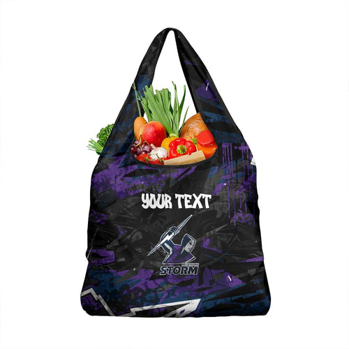 Personalized Melbourne Storm Grocery Bag Graffiti Grunge Abstract Urban Street Style Design