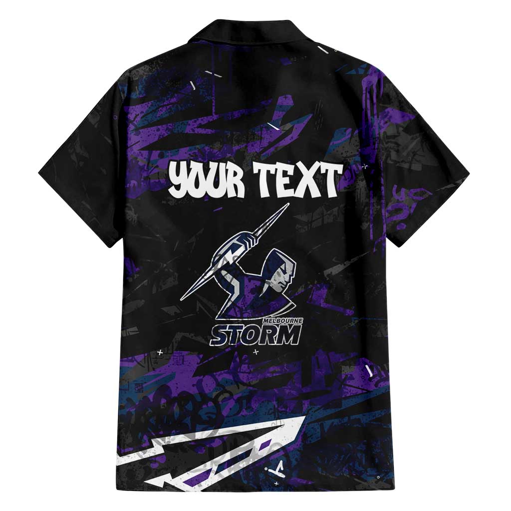 Personalized Melbourne Storm Hawaiian Shirt Graffiti Grunge Abstract Urban Street Style Design