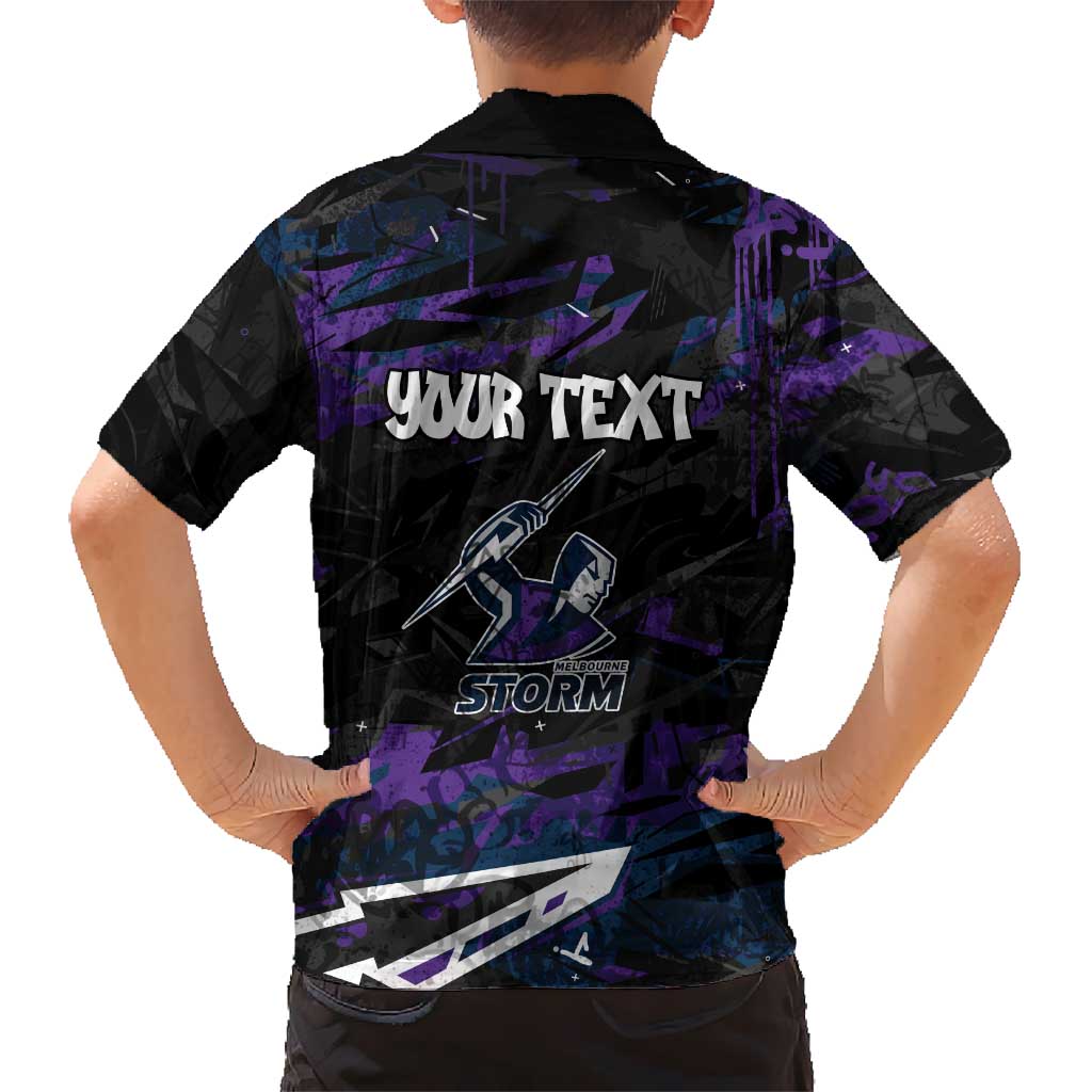 Personalized Melbourne Storm Hawaiian Shirt Graffiti Grunge Abstract Urban Street Style Design