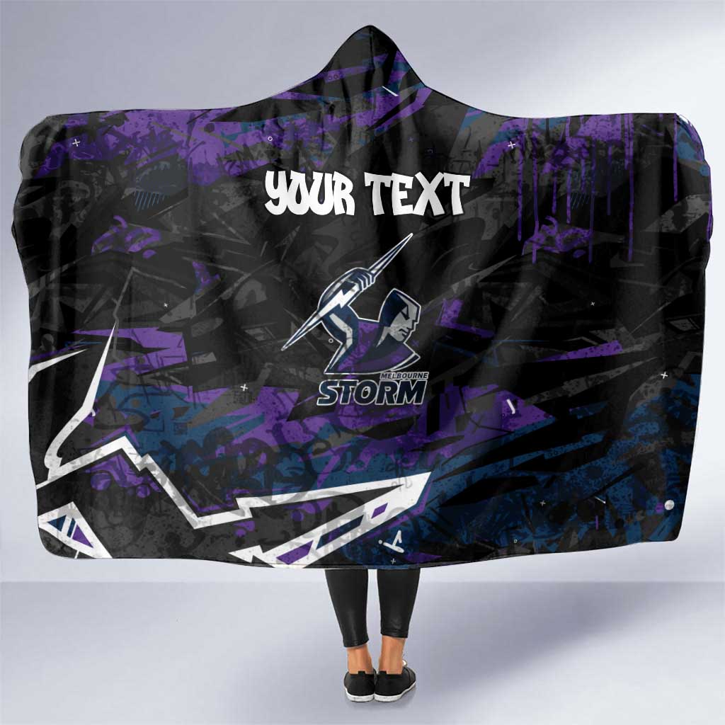 Personalized Melbourne Storm Hooded Blanket Graffiti Grunge Abstract Urban Street Style Design