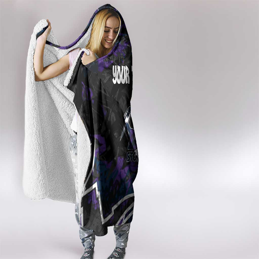 Personalized Melbourne Storm Hooded Blanket Graffiti Grunge Abstract Urban Street Style Design