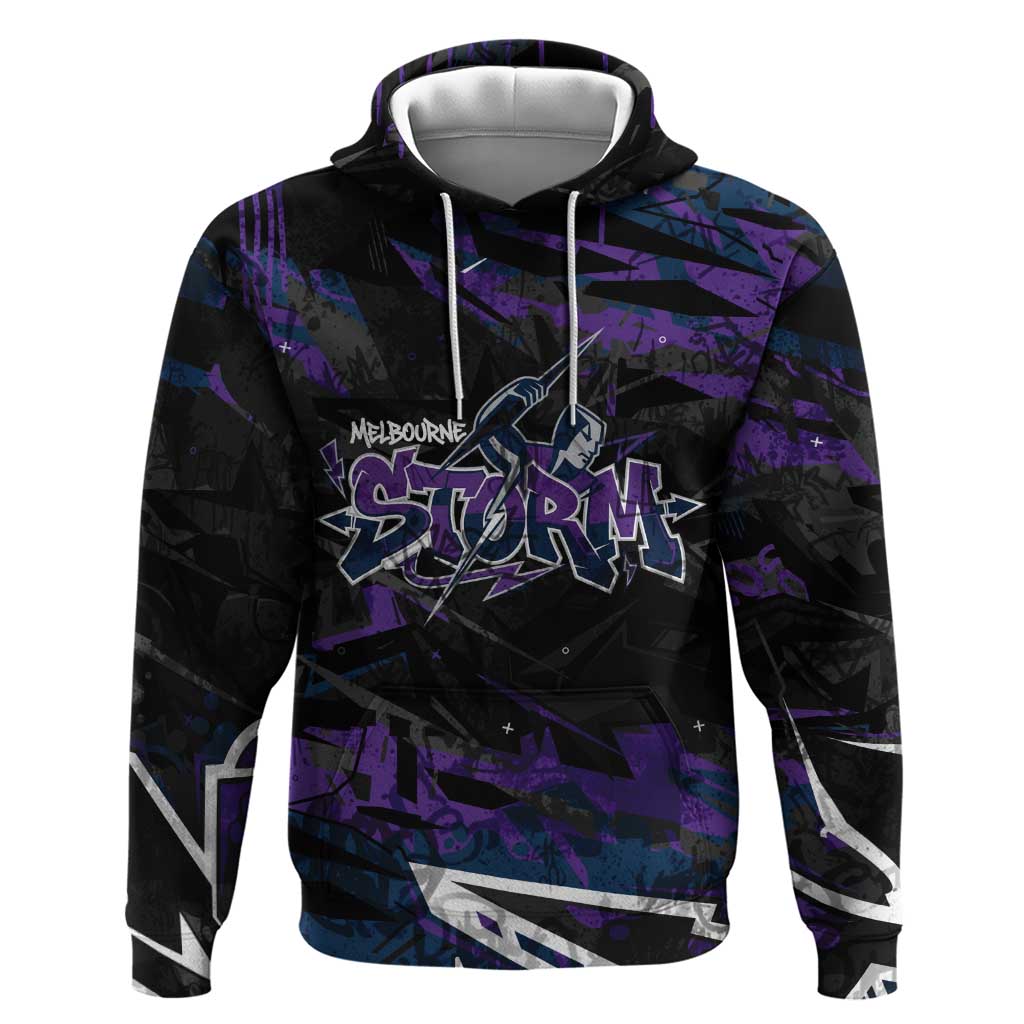 Personalized Melbourne Storm Hoodie Graffiti Grunge Abstract Urban Street Style Design