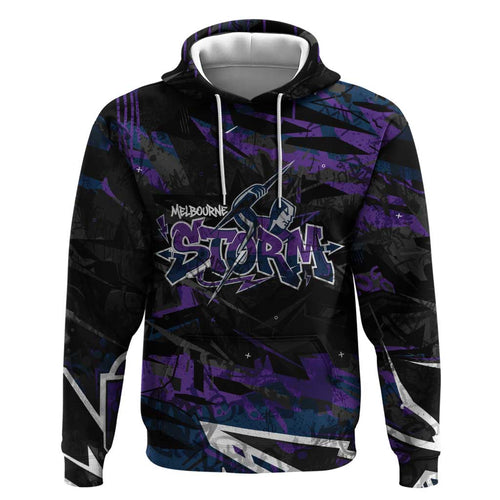 Personalized Melbourne Storm Hoodie Graffiti Grunge Abstract Urban Street Style Design