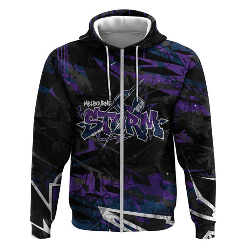 Personalized Melbourne Storm Hoodie Graffiti Grunge Abstract Urban Street Style Design