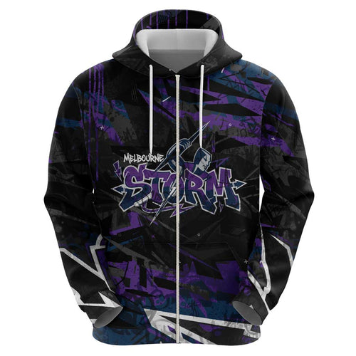 Personalized Melbourne Storm Hoodie Graffiti Grunge Abstract Urban Street Style Design