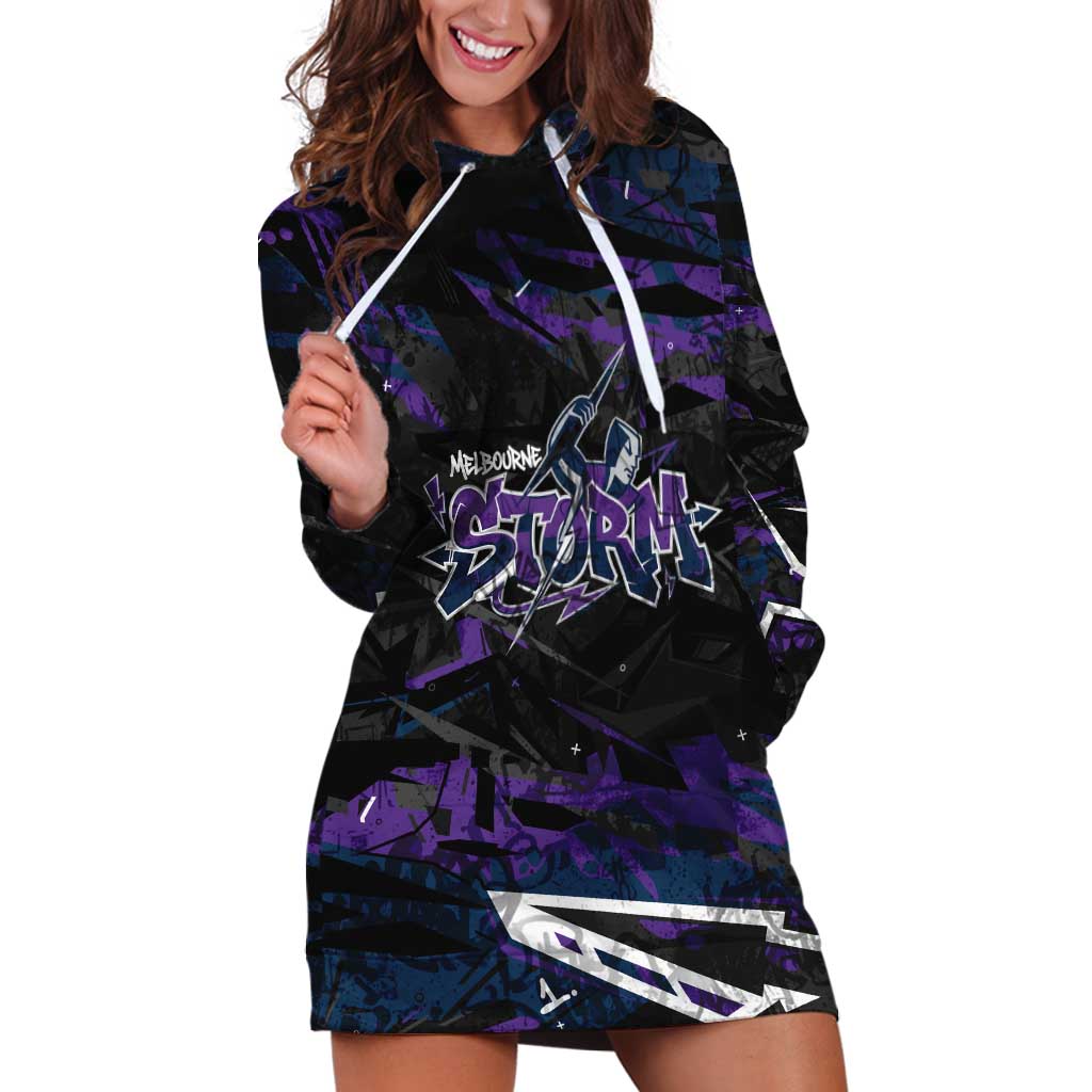 Personalized Melbourne Storm Hoodie Dress Graffiti Grunge Abstract Urban Street Style Design