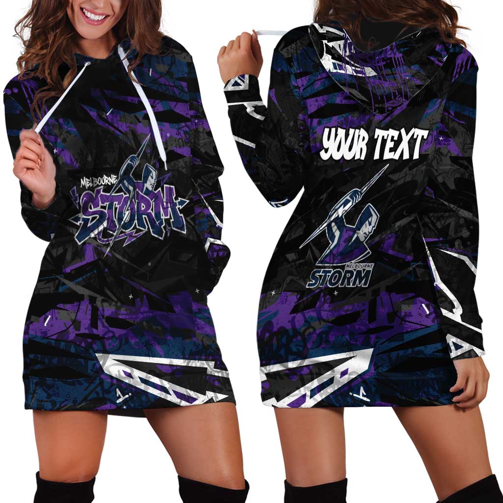 Personalized Melbourne Storm Hoodie Dress Graffiti Grunge Abstract Urban Street Style Design