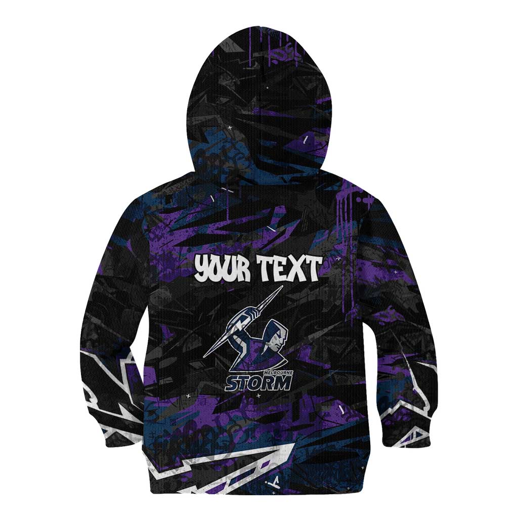 Personalized Melbourne Storm Kid Hoodie Graffiti Grunge Abstract Urban Street Style Design