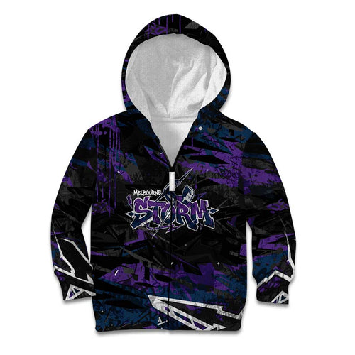 Personalized Melbourne Storm Kid Hoodie Graffiti Grunge Abstract Urban Street Style Design