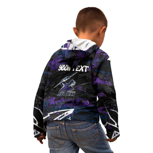 Personalized Melbourne Storm Kid Hoodie Graffiti Grunge Abstract Urban Street Style Design