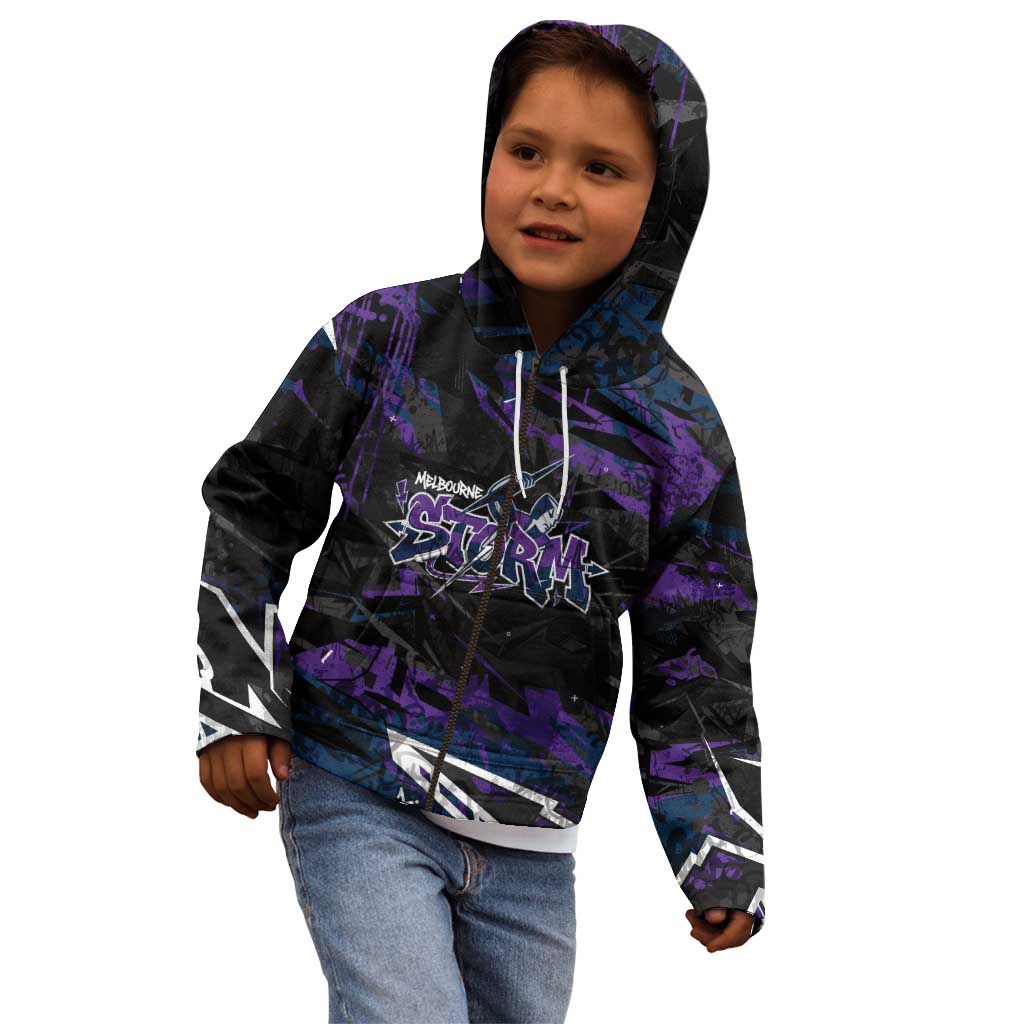 Personalized Melbourne Storm Kid Hoodie Graffiti Grunge Abstract Urban Street Style Design