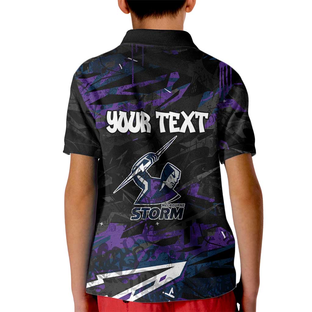 Personalized Melbourne Storm Kid Polo Shirt Graffiti Grunge Abstract Urban Street Style Design