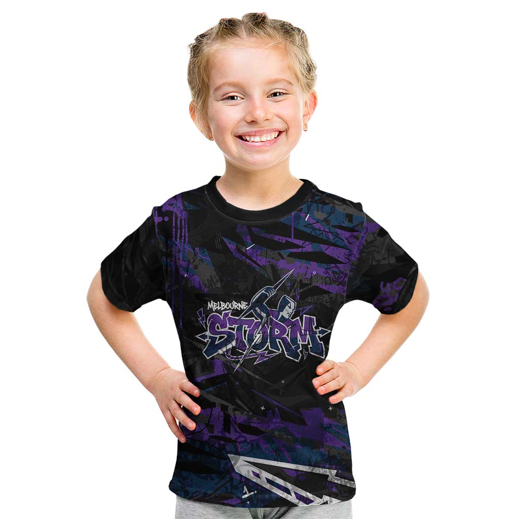 Personalized Melbourne Storm Kid T Shirt Graffiti Grunge Abstract Urban Street Style Design