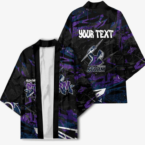 Personalized Melbourne Storm Kimono Graffiti Grunge Abstract Urban Street Style Design