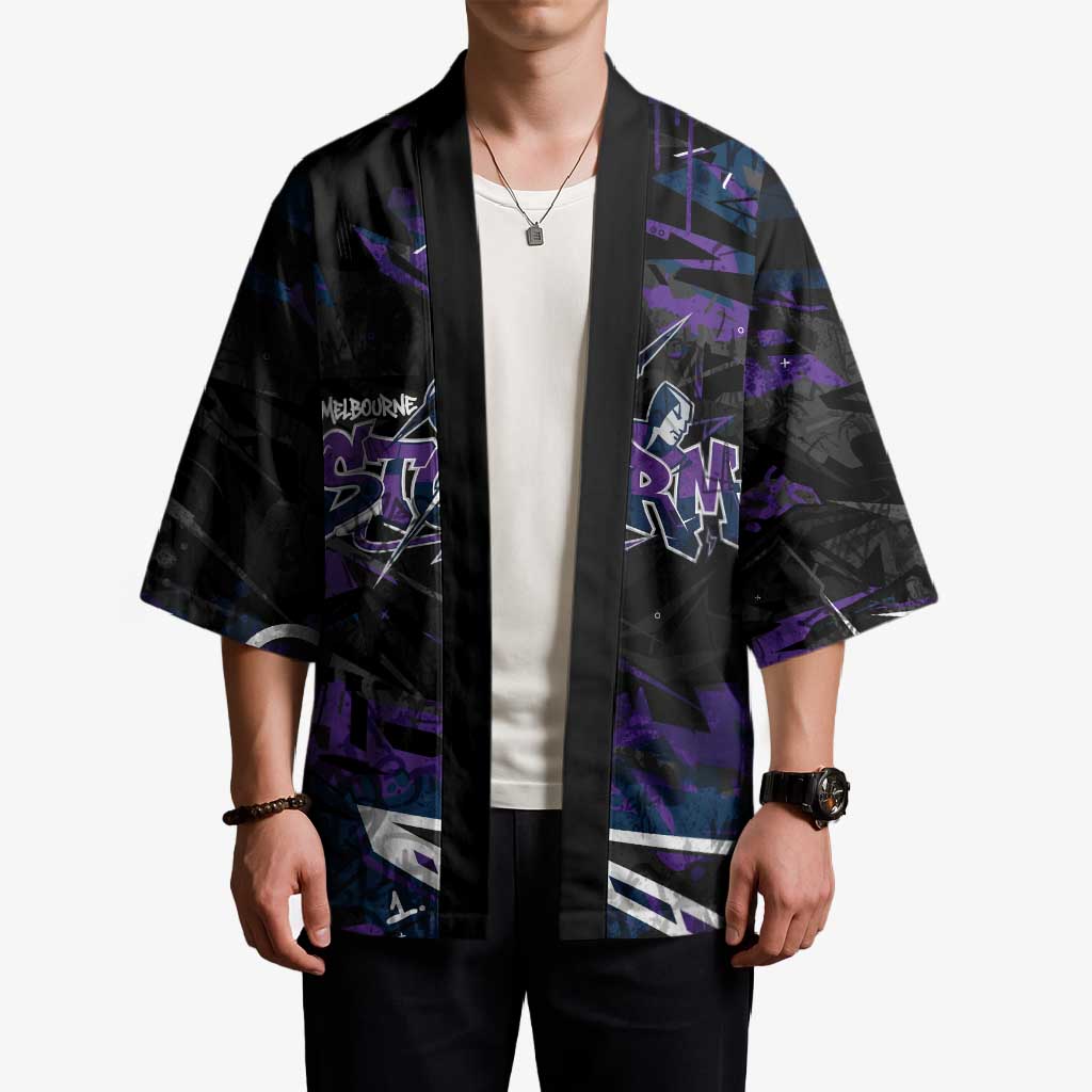 Personalized Melbourne Storm Kimono Graffiti Grunge Abstract Urban Street Style Design