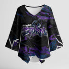 Personalized Melbourne Storm Kimono Sleeve Blouse Graffiti Grunge Abstract Urban Street Style Design