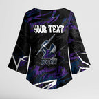 Personalized Melbourne Storm Kimono Sleeve Blouse Graffiti Grunge Abstract Urban Street Style Design