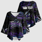 Personalized Melbourne Storm Kimono Sleeve Blouse Graffiti Grunge Abstract Urban Street Style Design