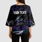 Personalized Melbourne Storm Kimono Sleeve Blouse Graffiti Grunge Abstract Urban Street Style Design