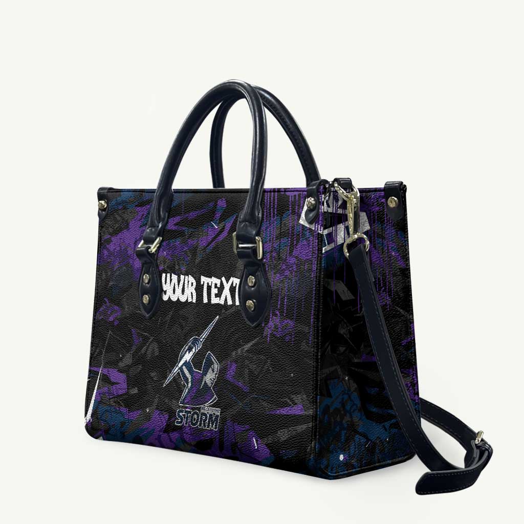 Personalized Melbourne Storm Leather Bag Graffiti Grunge Abstract Urban Street Style Design