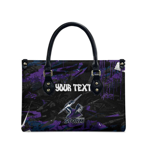 Personalized Melbourne Storm Leather Bag Graffiti Grunge Abstract Urban Street Style Design