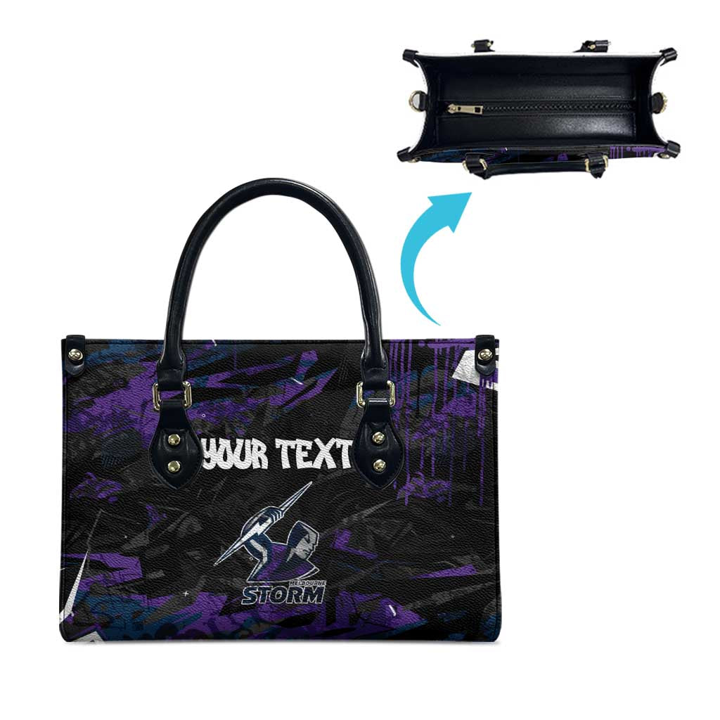 Personalized Melbourne Storm Leather Bag Graffiti Grunge Abstract Urban Street Style Design