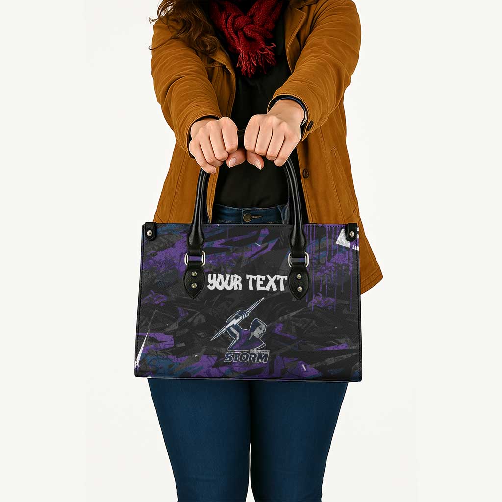 Personalized Melbourne Storm Leather Bag Graffiti Grunge Abstract Urban Street Style Design