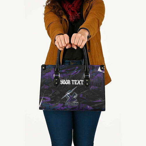 Personalized Melbourne Storm Leather Bag Graffiti Grunge Abstract Urban Street Style Design