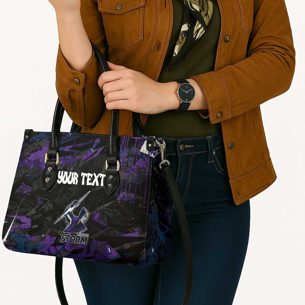 Personalized Melbourne Storm Leather Bag Graffiti Grunge Abstract Urban Street Style Design