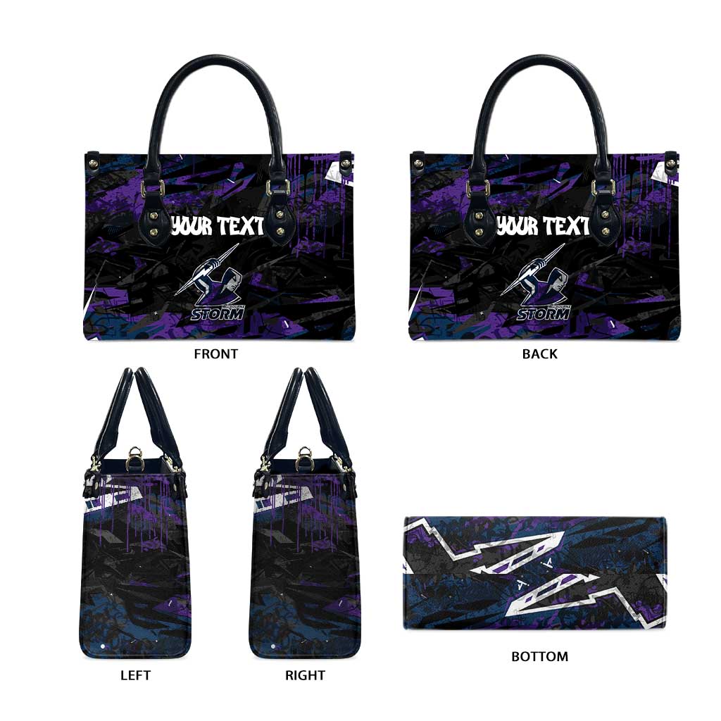 Personalized Melbourne Storm Leather Bag Graffiti Grunge Abstract Urban Street Style Design