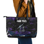 Personalized Melbourne Storm Leather Tote Bag Graffiti Grunge Abstract Urban Street Style Design